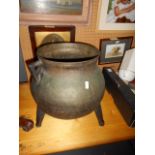 A Chinese bronze cauldron having two han