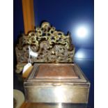 A Victorian brass letter rack and a jewe