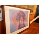 ANDY WARHOL print of a dog, framed