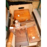 A box of assorted woodenware to include