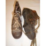 A pair of vintage leather football boots