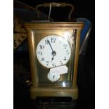 A brass and glass carriage clock A/F