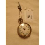 A 935 silver pocket watch having bright cut decoration,