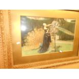 Six 20th C ornate gilt framed oil pictures and prints,