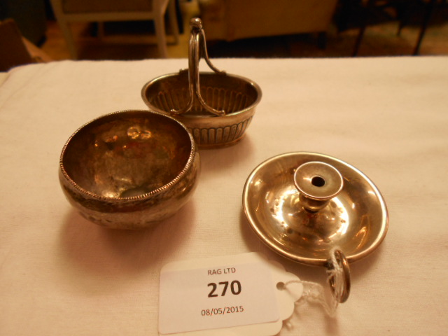 A miniature Birmingham silver chamber stick,