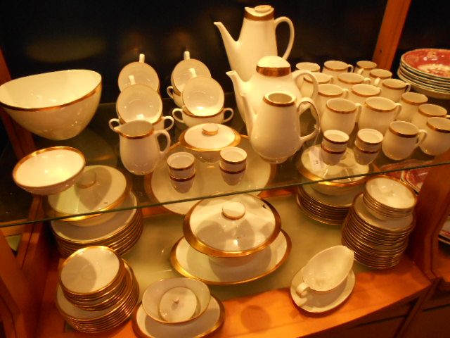 A Rosenthal of Germany dinner and tea service having gilt banding