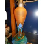 A French Art Nouveau glass lamp having butterfly decoration signed La-Rochere