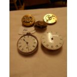 Five 18th C pocket watch movements to include a fusee verge movement  William Flint, Ashford No.
