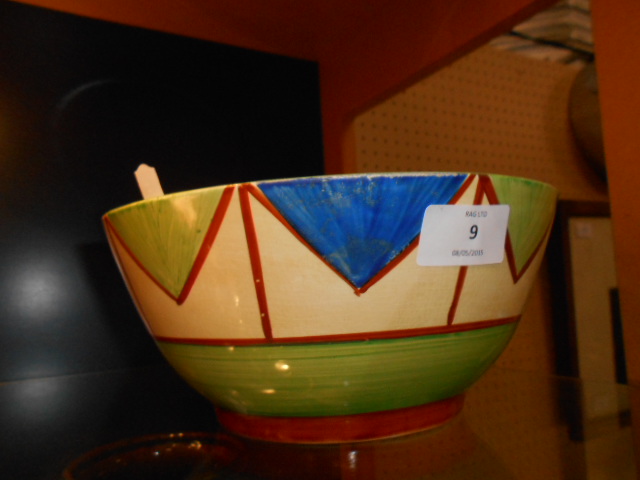 A Clarice Cliff fruit bowl 9" diameter