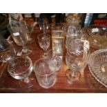 A selection of Victorian and later glassware to include rummer's,