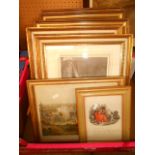 A box of assorted prints and engravings,