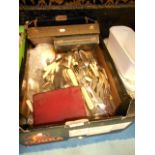 A large collection of silver plated cutlery to include cased fish knives and forks etc