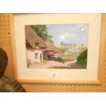 An oil on canvas country village scene,