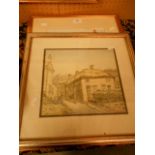 Two watercolours; a village street scene signed 'H.G.