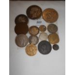 A selection of coins to include an American dollar, Victorian 1845 crown, florins,