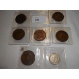 Six pennies and a 1922 shilling