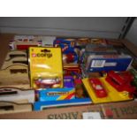 A box of assorted vehicles to include a Dinky 1968 Jaguar 'E' Type MK.