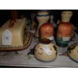 A Torquay pottery motto-ware rosy sunset salt and pepper,
