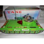 A Chinese sparking tank friction driven with sound effects in play-worn condition boxed