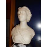 A 19th C Copeland bisque porcelain female bust the back impressed Feb 1868,