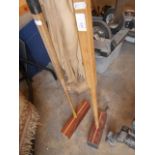 Two wooden croquet mallets