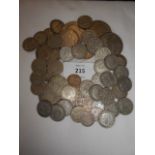A selection of silver coins to include florin,