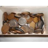 A box of assorted coinage