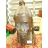 An African carved hardwood bust of a tribal female