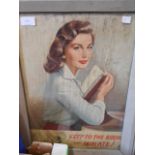 A mid-20thC N.C.B. Safety Campaign poster depicting a lady with a book, subtitled 'Keep to the
