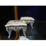 A pair of Austrian porcelain trinket boxes having bird decoration