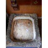 An early 19th C square hand carved marble sink