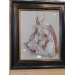 Attributed to STEPHEN SCOTT chalk and charcoal study of a seated nude,