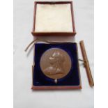 A bronze Queen Victoria silver jubilee medallion 1837 - 1897 complete with fitted case