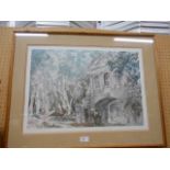 FRANCIS RUSSELL FLINT signed print 'The Temple Bar', signature in pen to lower margin, mounted,