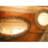 Two early 20th C circular Barbola mirror with bevel edge plates