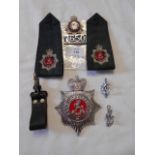 A Kent Constabulary police helmet badge, epaulets,