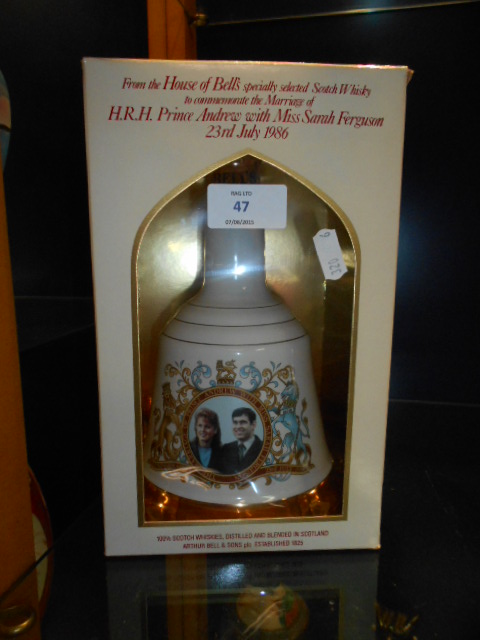 An unopened bottle of Bells Whiskey to commemorate the marriage of H.R.H.