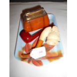 A bone and amber Meerschaum pipe,