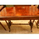 A 19th C burr walnut boxwood and ebony inlaid games table,