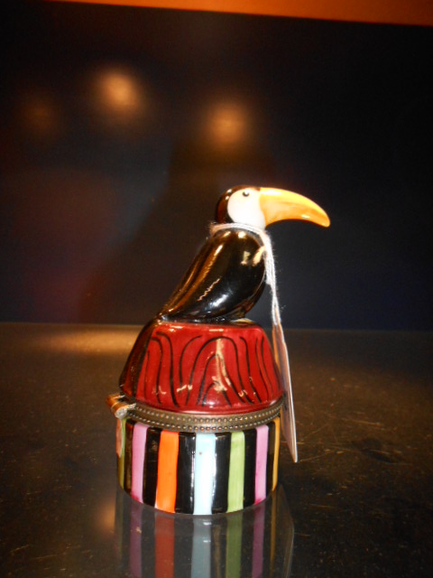 A Villeroy & Bosch enamel trinket pot in the form of a toucan