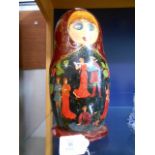 A set of ten Russian Matryoshka stacking dolls with pictorial scenes signed and dated to base  Dated