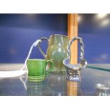 An antique Rye Pottery miniature green tankard,