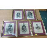 Framed set of 5 19thC engravings of vari