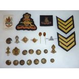 Collection of Artillery buttons, collar