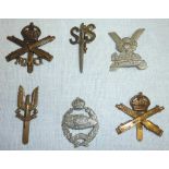 Selection of war raised unit cap badges