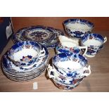 Blue patterned tea set marked STW & Co