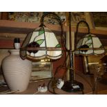 Lamp with double tiffany style shades an