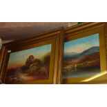 Pair of gilt framed oil paintings depict