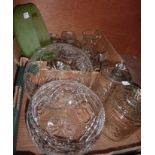 2 boxes of cut glass inc cookie jars, bo