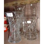 Selection of cut glass vases
